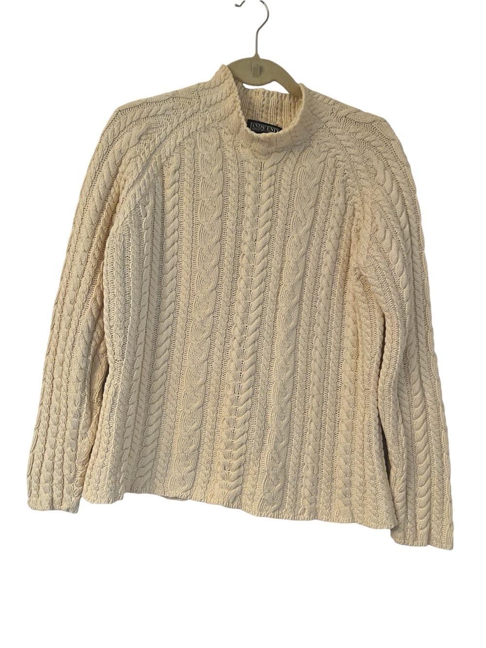 Lands' End Arran sweater is a cream chunky cable-knit size M